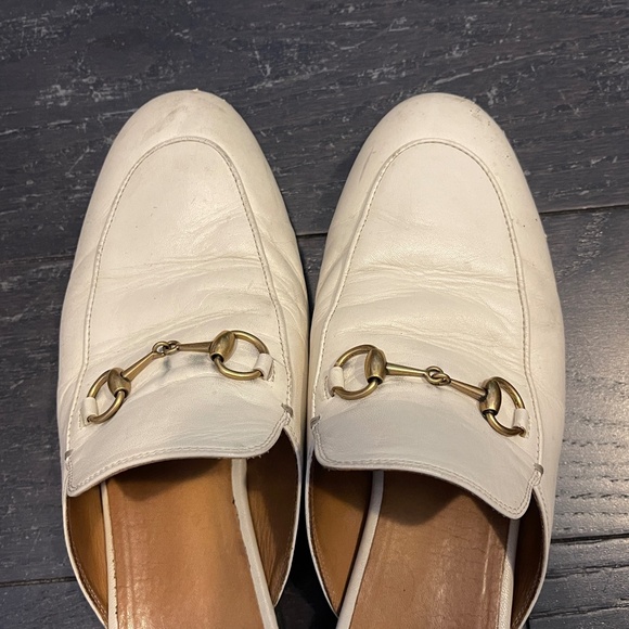 GUCCI white Horsebit Princetown Leather Slipper Loafers Mules Size 39 - Picture 5 of 9